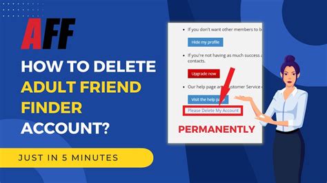 Click the '<strong>Remove</strong> Me' button and confirm. . How to delete adult friend finder account